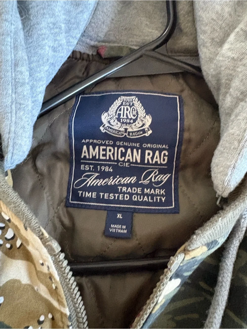 American Rag Men’s Camo Hooded Bomber Jacket in Multicolor